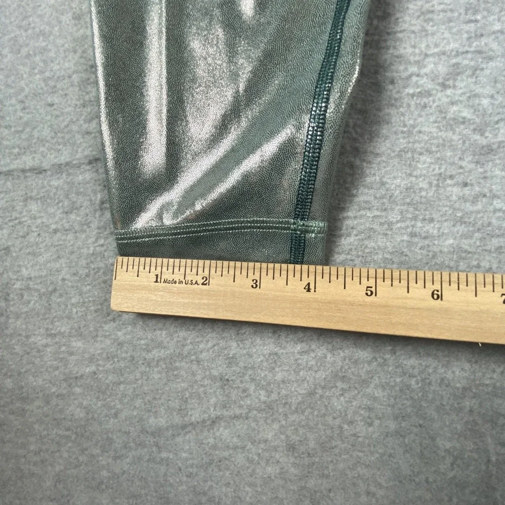 Lululemon Leggings Womens 6 High Rise Green Metallic Flecked Ankle Yoga‎ Pants
